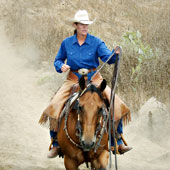 Robin Bond, a trainer at Rancho Dos Palmas in Vista, won the 2010 Equine Affaire Extreme Cowboy Race Feb. 6 at the Fairplex in Pomona with "Chapo."
