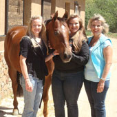 Bree Hokana (second from right) and "Charlie" are AQHA High Point Youth Reining Champions, adding to the family's legacy of champions featuring her sister Brooke (left) and her mother, trainer and clinician Dana Hokana.