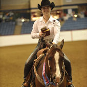 Cassandra Stambuk of Yorba Linda rode Hesa Rock Dancer to the AjPHA title in Limited Working Cow Horse and also Smugglin Diamonds to the 14-18 Youth Reining crown.