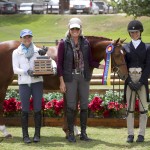 Mara Chemerinsky (right) and Paris join trainer Marci Mosconi during the trophy presentation for the Zone 10 Pony Challenge held June XX at the Rancho Mission Viejo Riding Park. 