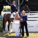 After the win, Jaime Azcarraga and Anton, with Erin Fry and melissa Brandes of Blenheim EquiSports.