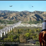 Artist rendering of High Speed Rail crossing Big Tujunga Wash and proposed tunnel in Lake View Terrace.