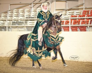 Bridget Vice shows Serenity ER in a costume class during the Jan. XX-XX SCHAA Show held at the L.A. Equestrian Center.